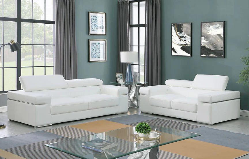 Soho White 2-Pieces Sofa &amp; Loveseat