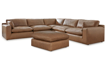 Emilia Caramel Sectional 5-Pieces with Ottoman