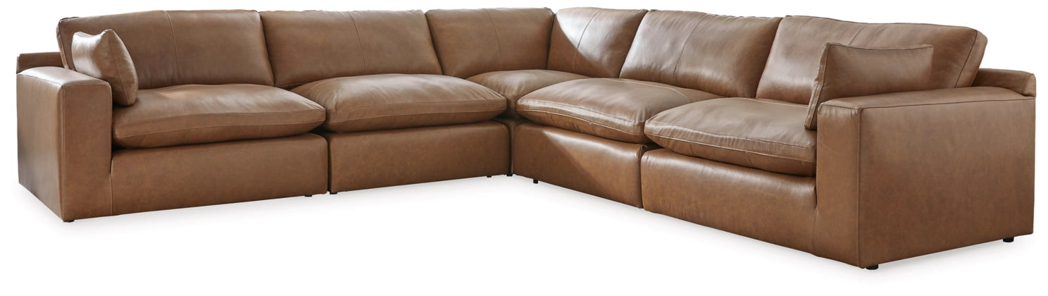 Emilia Caramel Sectional 5-Pieces with Ottoman