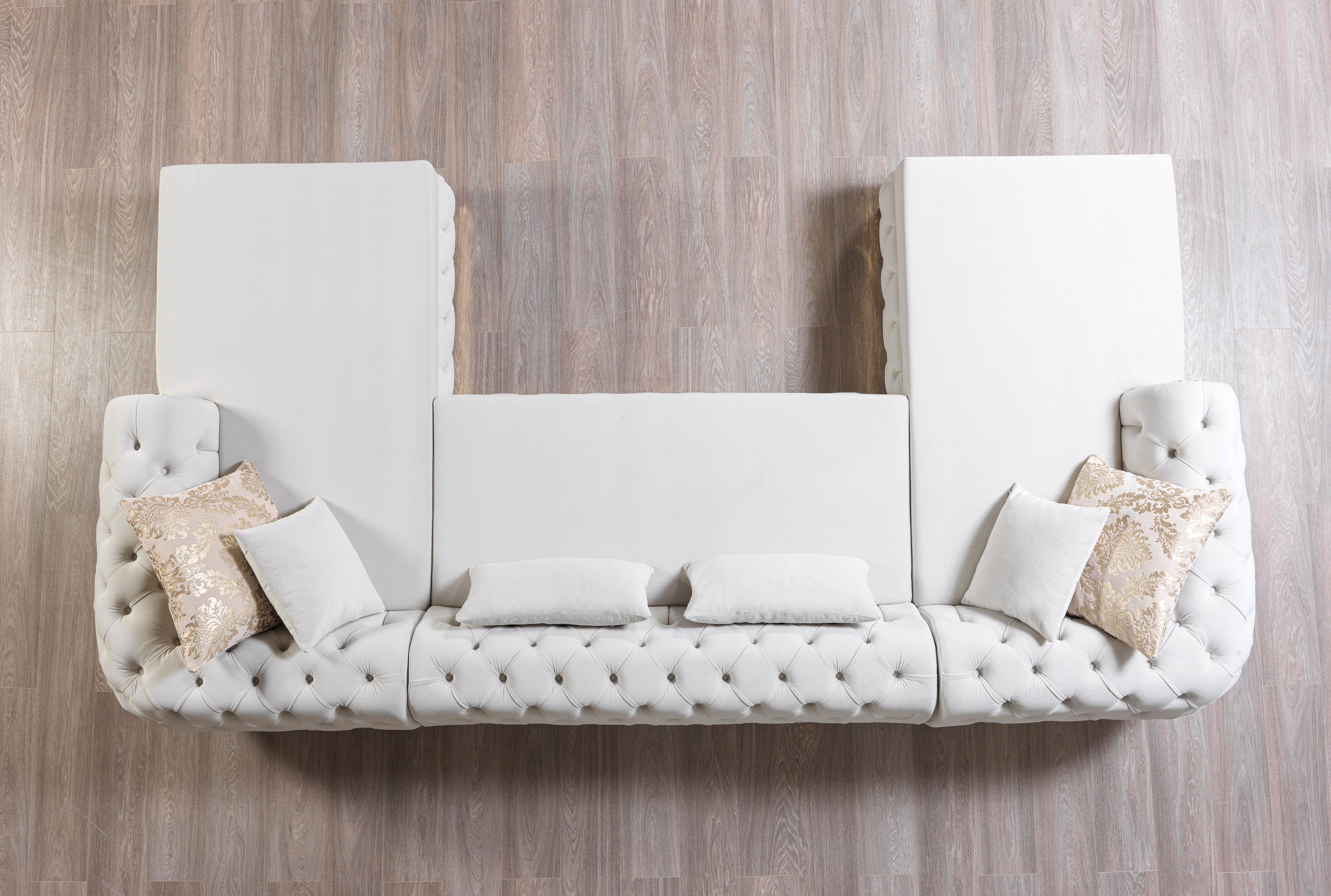 Jess Velvet Ivory Double Chaise Sectional