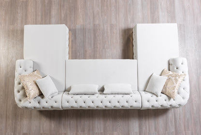 Jess Velvet Ivory Double Chaise Sectional