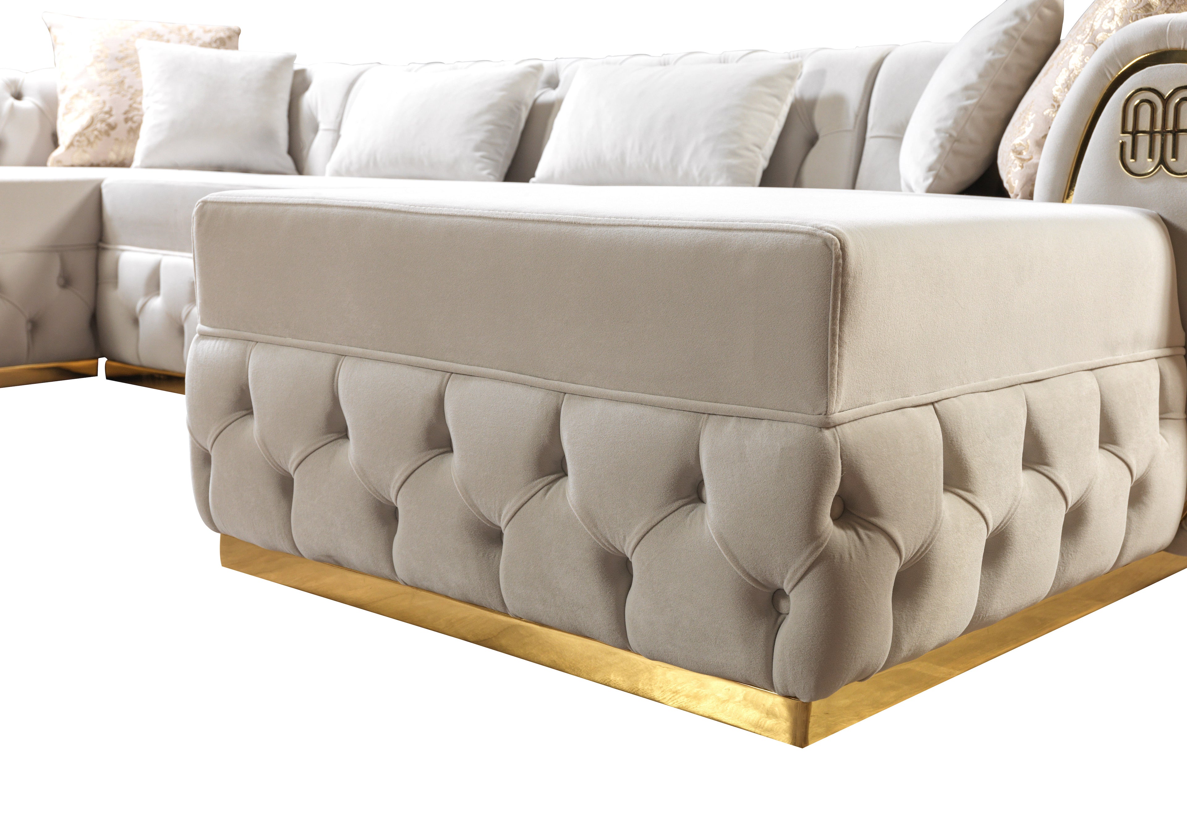 Jess Velvet Ivory Double Chaise Sectional