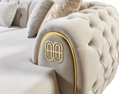 Jess Velvet Ivory Double Chaise Sectional