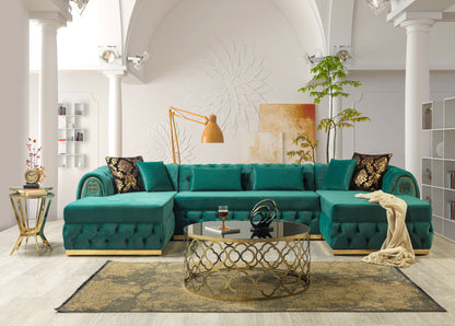 Jess Velvet Green Double Chaise Sectional