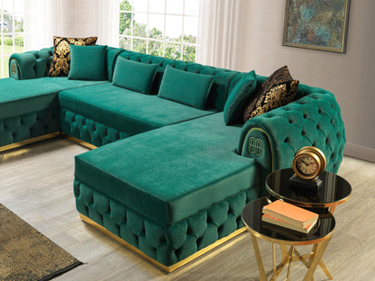 Jess Velvet Green Double Chaise Sectional