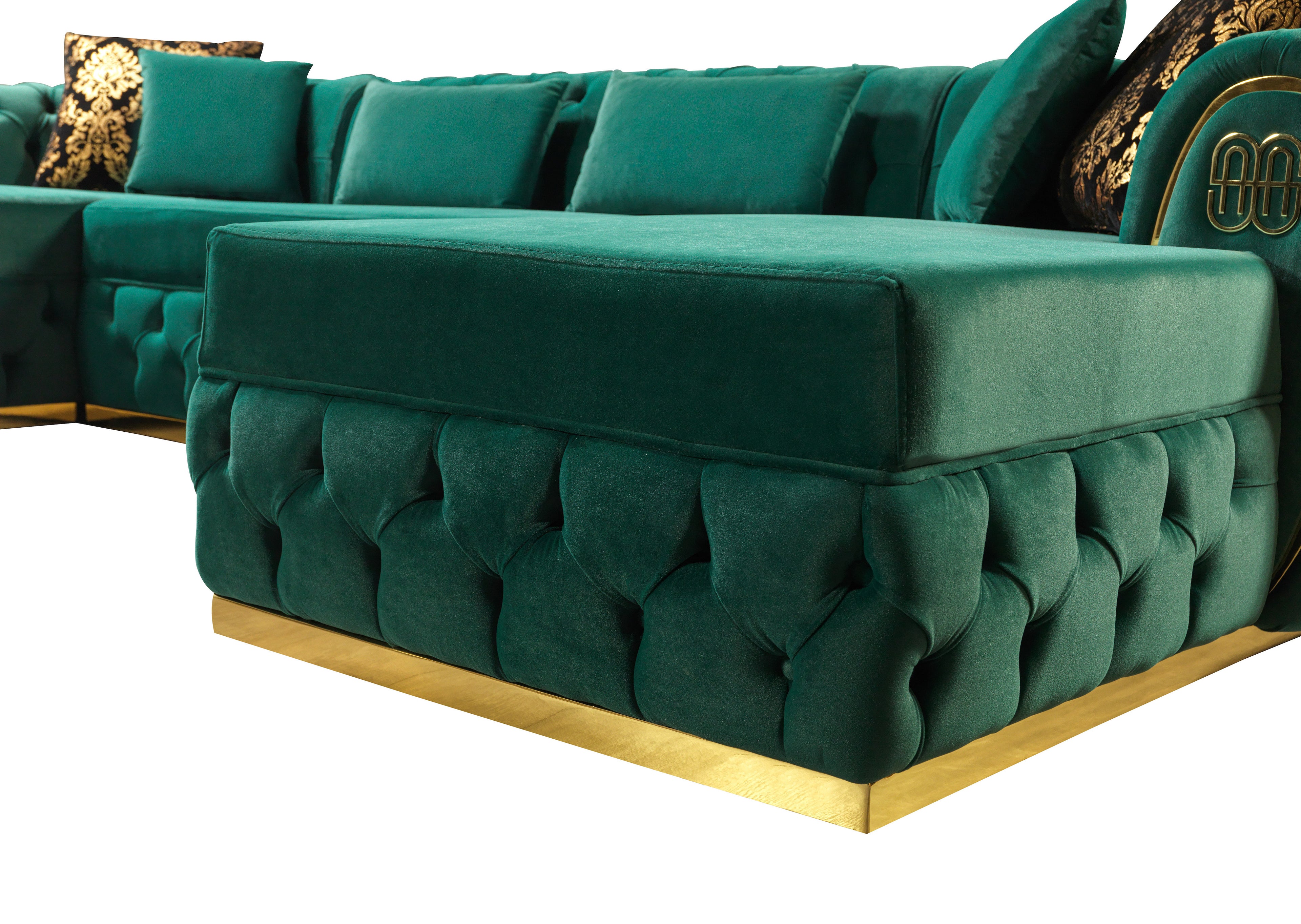 Jess Velvet Green Double Chaise Sectional