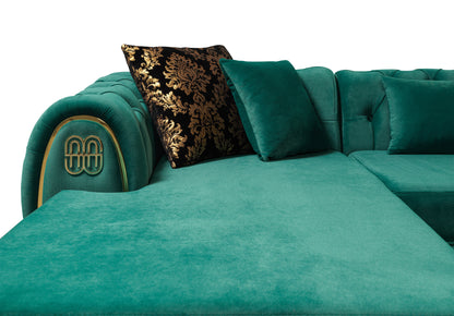 Jess Velvet Green Double Chaise Sectional