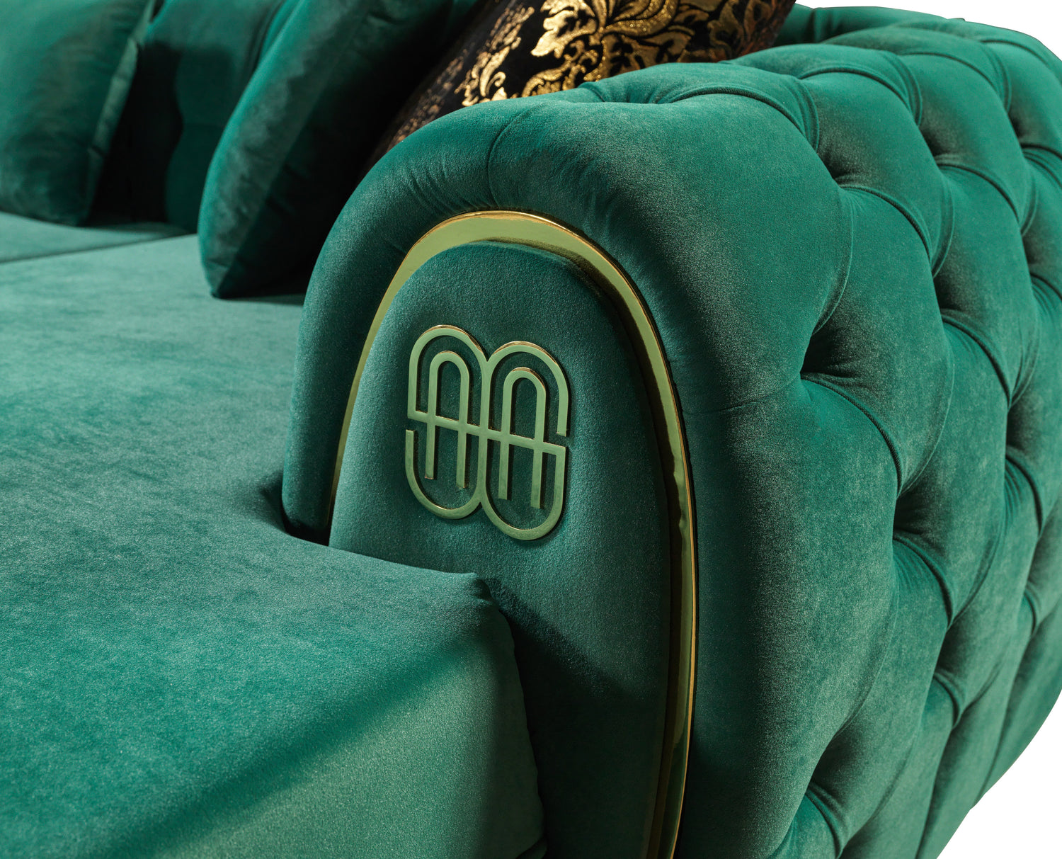 Jess Velvet Green Double Chaise Sectional