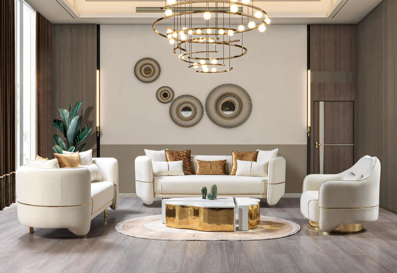 Helena Ivory Velvet Sofa &amp; Loveseat