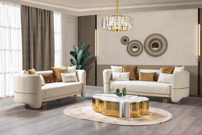 Helena Ivory Velvet Sofa &amp; Loveseat