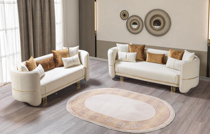 Helena Ivory Velvet Sofa &amp; Loveseat