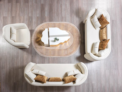 Helena Ivory Velvet Sofa &amp; Loveseat