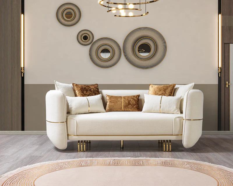 Helena Ivory Velvet Sofa &amp; Loveseat