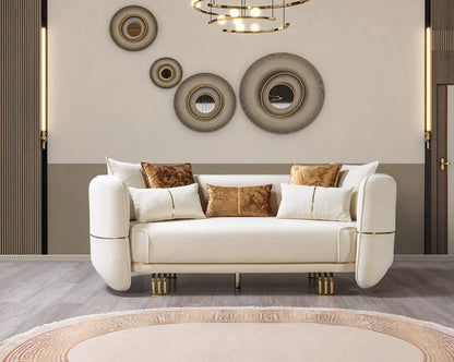Helena Ivory Velvet Sofa &amp; Loveseat
